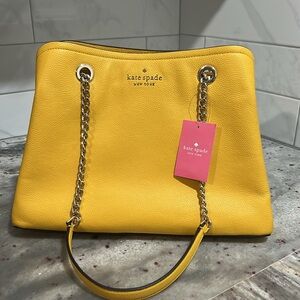 NWT Kate Spade Jordyn Medium Chain Hand Tote in Sunflower Yellow Gold